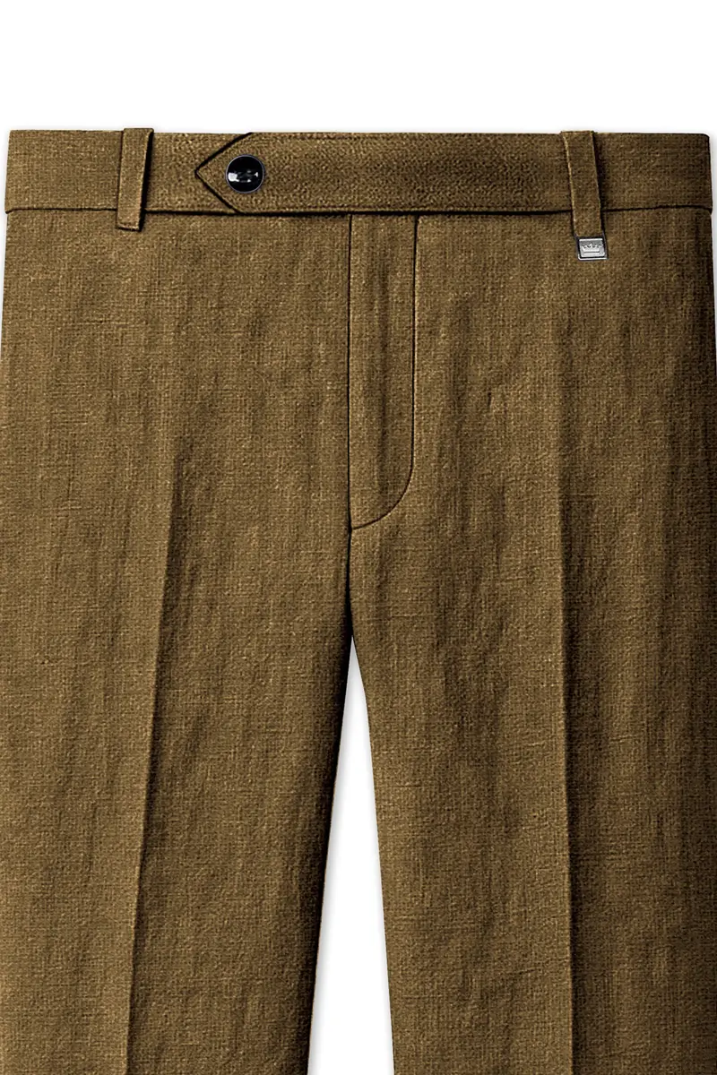 Brunoro-Khaki Luxurious Linen Single Breasted Sports Suit 12