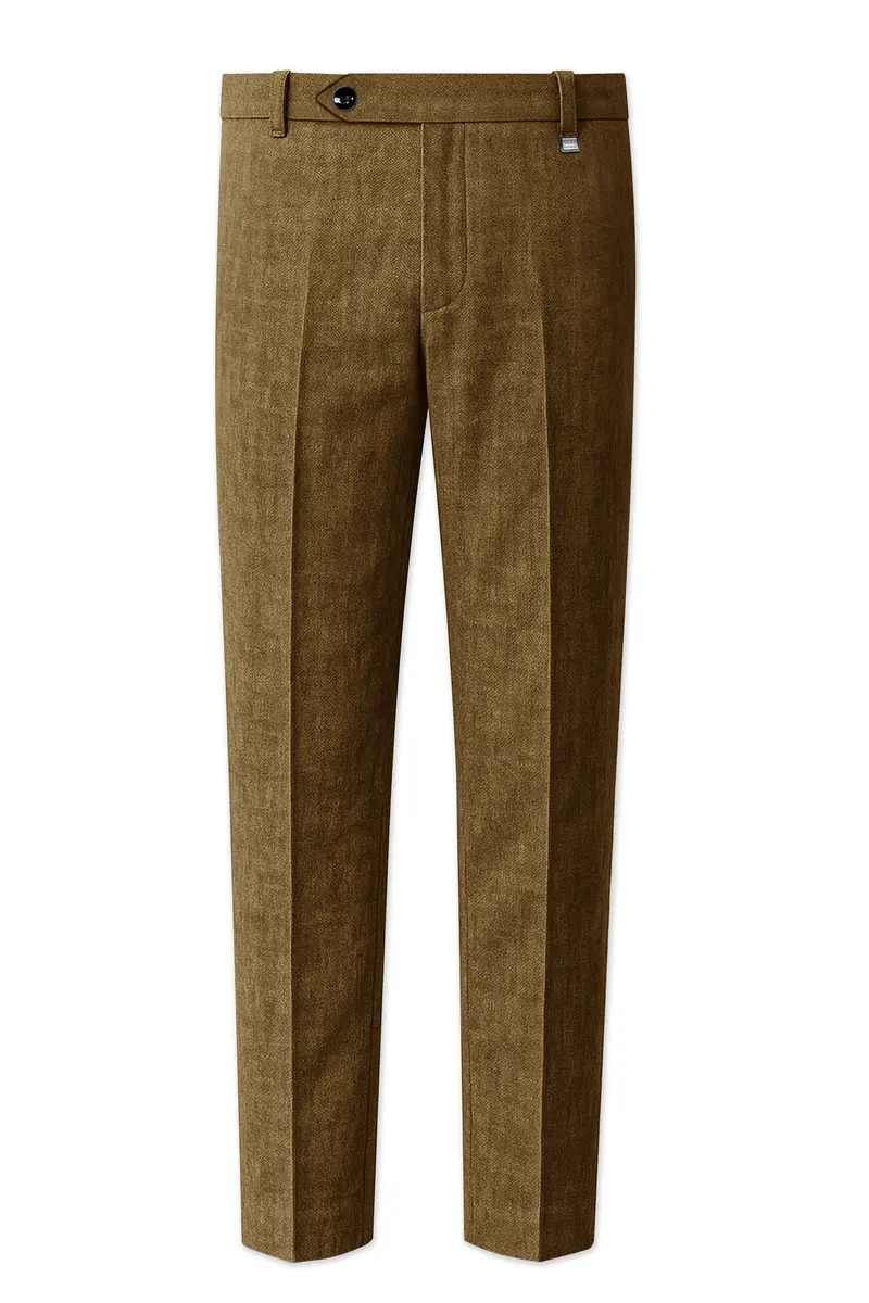 Brunoro-Khaki Luxurious Linen Single Breasted Sports Suit 13