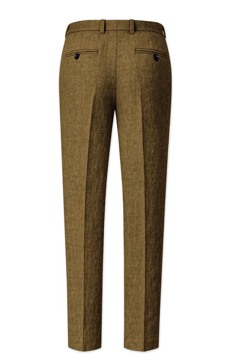 Brunoro-Khaki Luxurious Linen Single Breasted Sports Suit 14