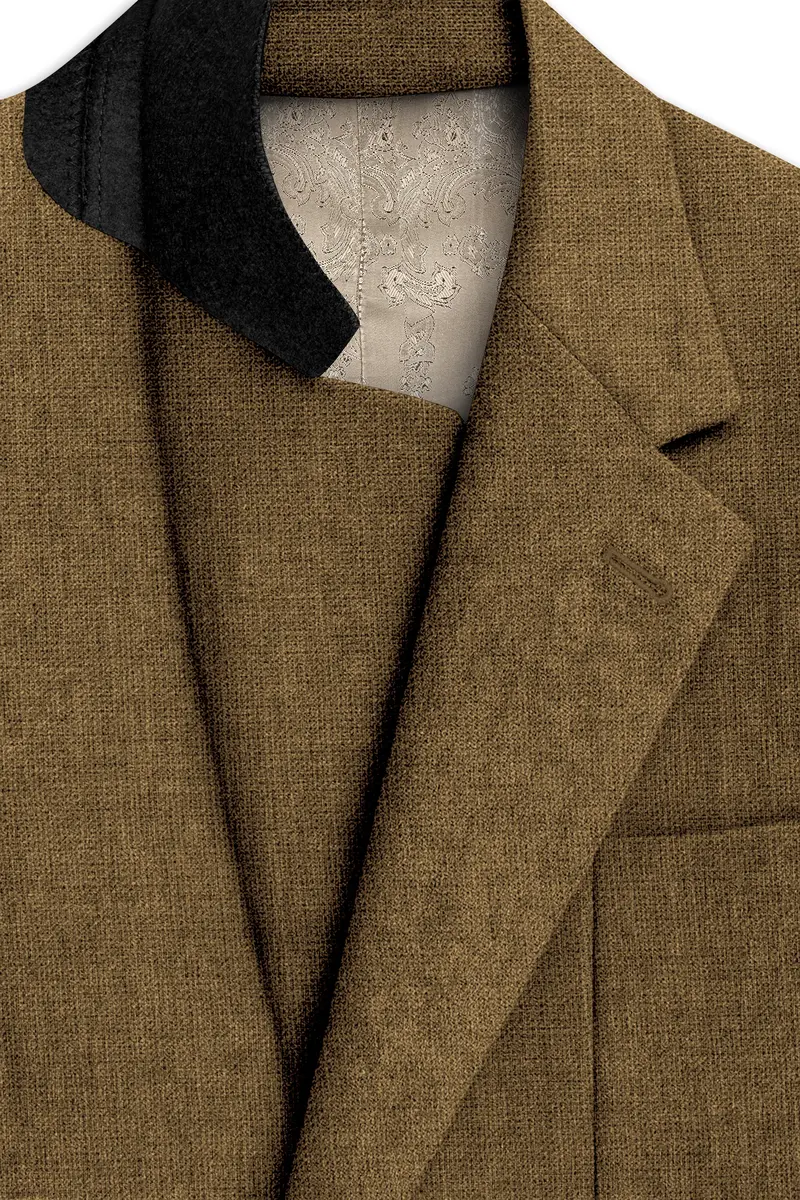 Brunoro-Khaki Luxurious Linen Single Breasted Sports Suit 5