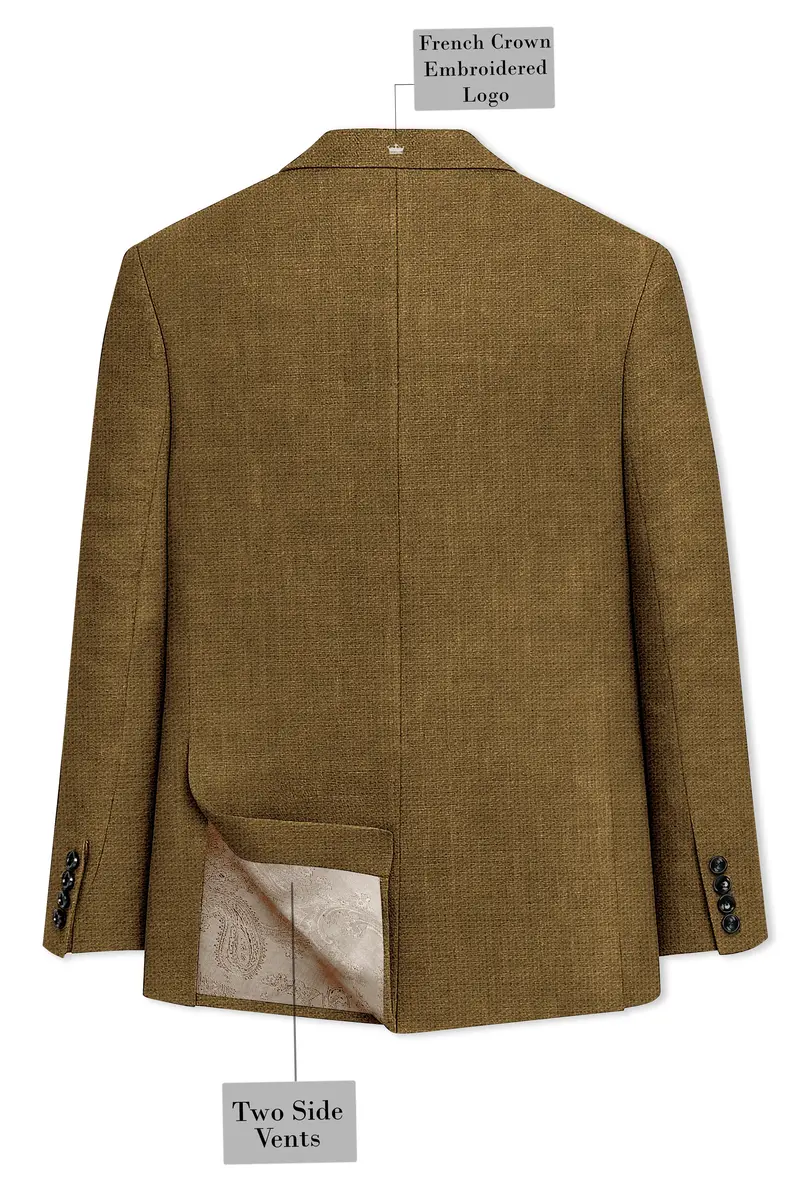 Brunoro-Khaki Luxurious Linen Single Breasted Sports Suit 9