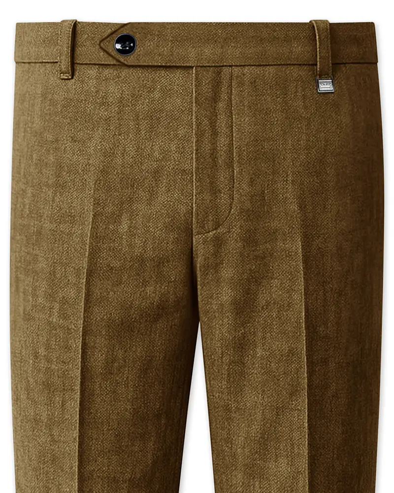Brunoro-Khaki Luxurious Linen Stretchable Waistband Pant 1