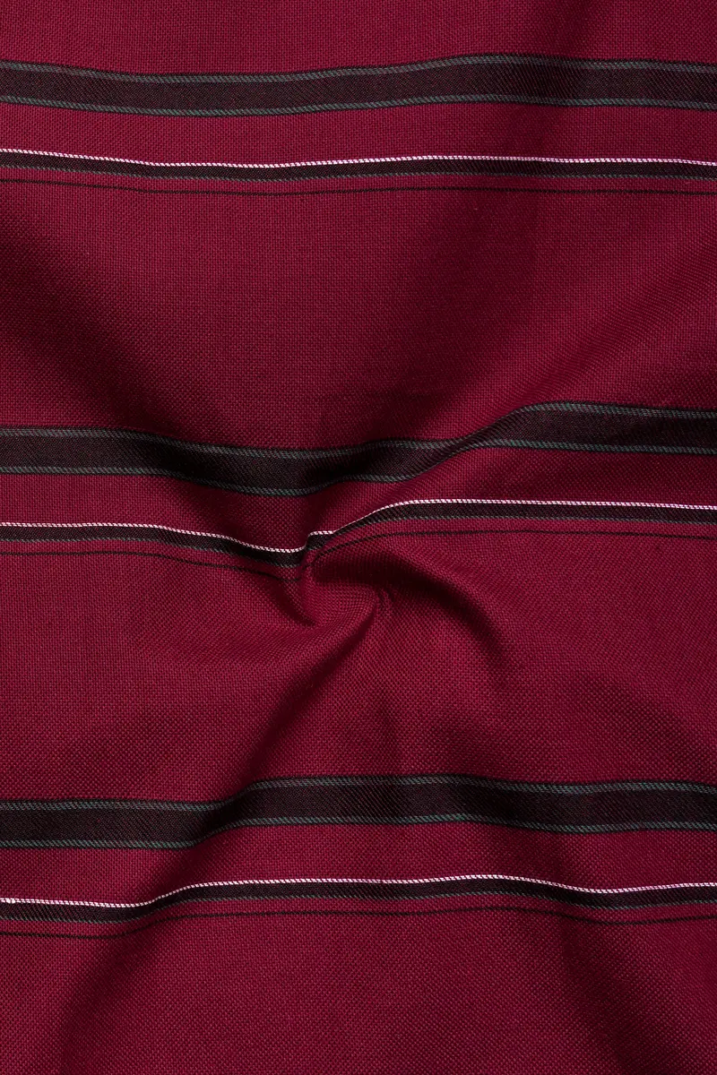 Brunoro Moccaccino Maroon Striped Oxford Premium Cotton Casual Shirt 3