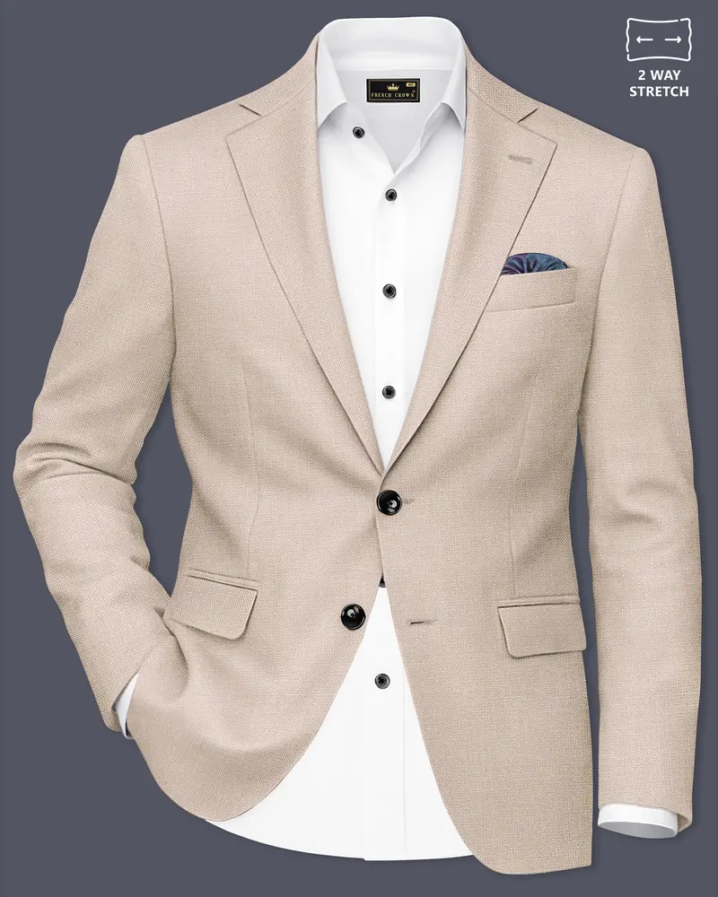 Brunoro-Wafer Brown Luxurious Linen Single Breasted Stretchable Traveler Blazer 1