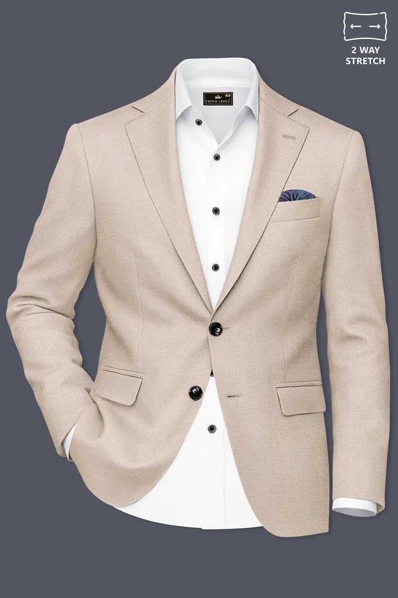Brunoro-Wafer Brown Luxurious Linen Single Breasted Stretchable Traveler Blazer 2