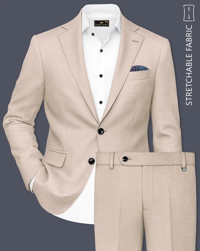 Brunoro-Wafer Brown Luxurious Linen Single Breasted Stretchable Traveler Suit 1