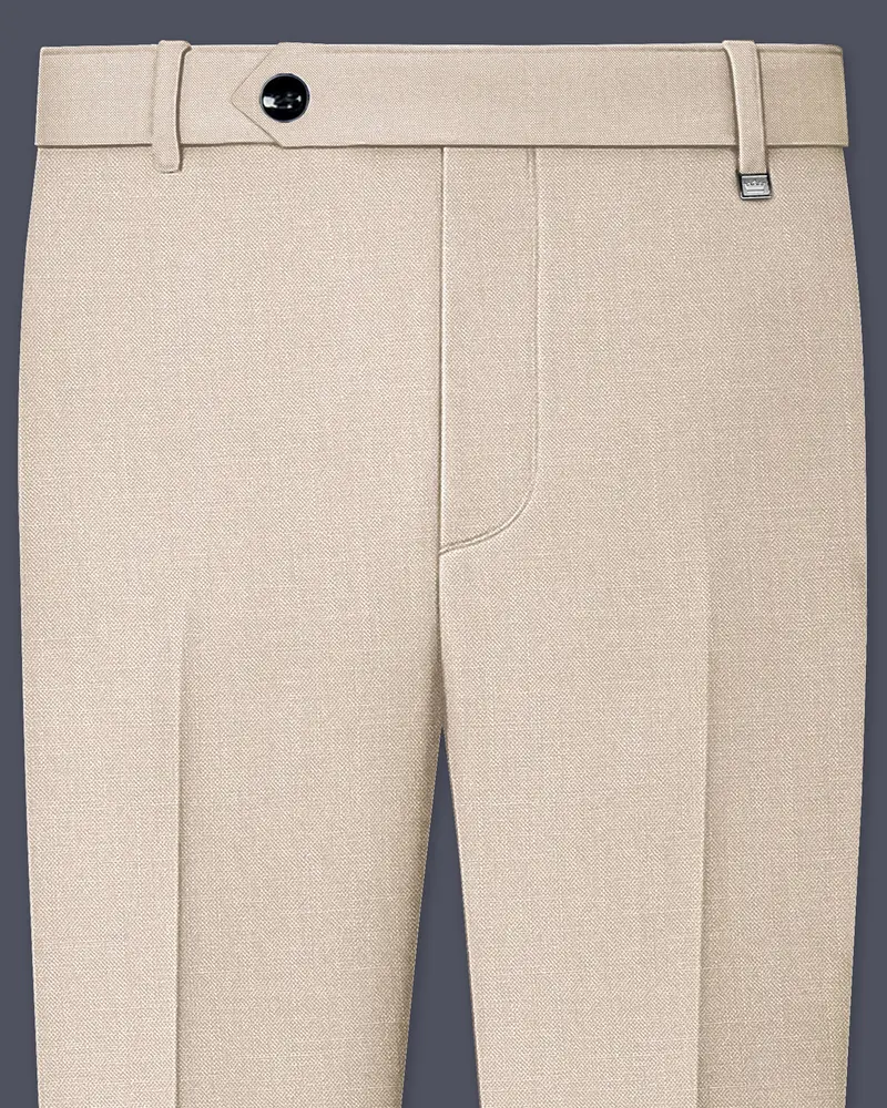 Brunoro-Wafer Brown Luxurious Linen Stretchable Waistband Pant 1