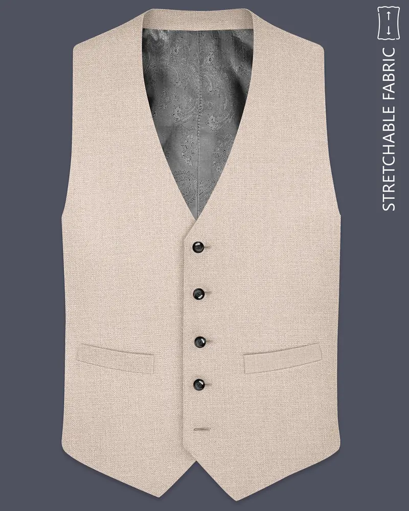 Brunoro-Wafer Brown Luxurious Linen Stretchable Waistcoat 1