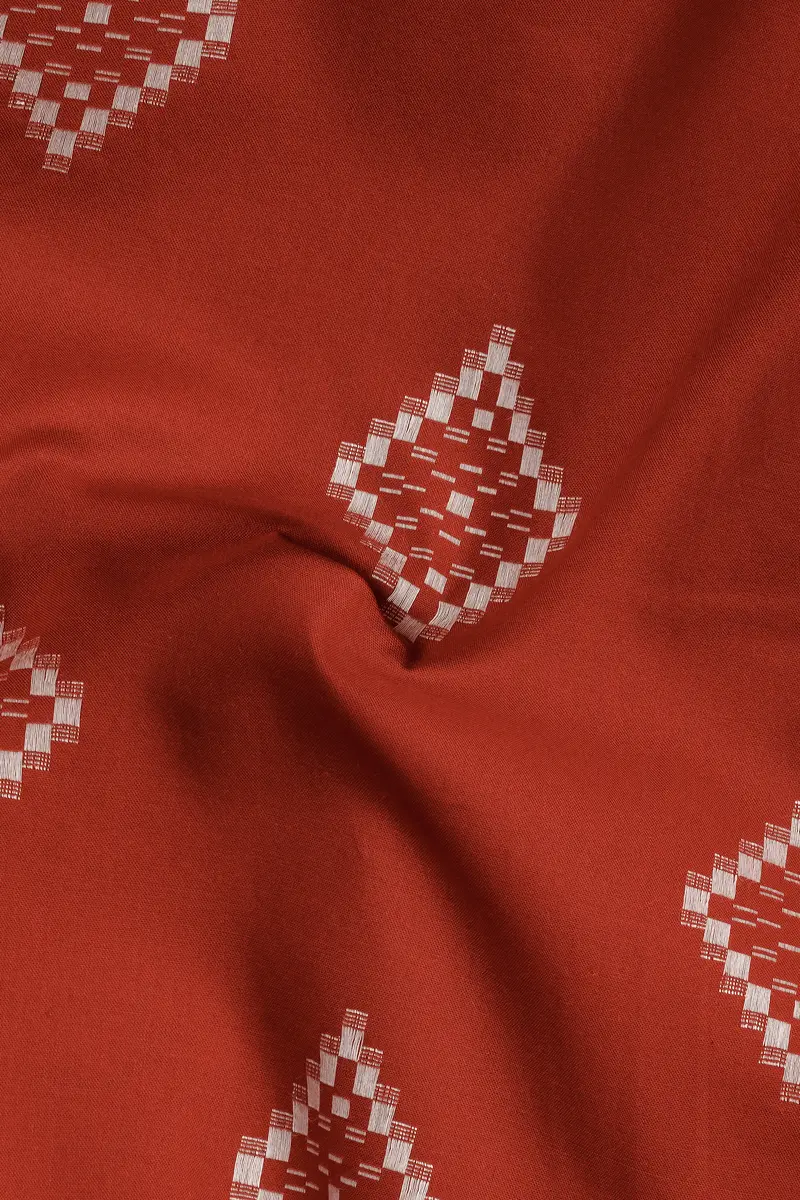 Brunt Orange Jacquard Butta Printed Super Soft Premium Shirt 2