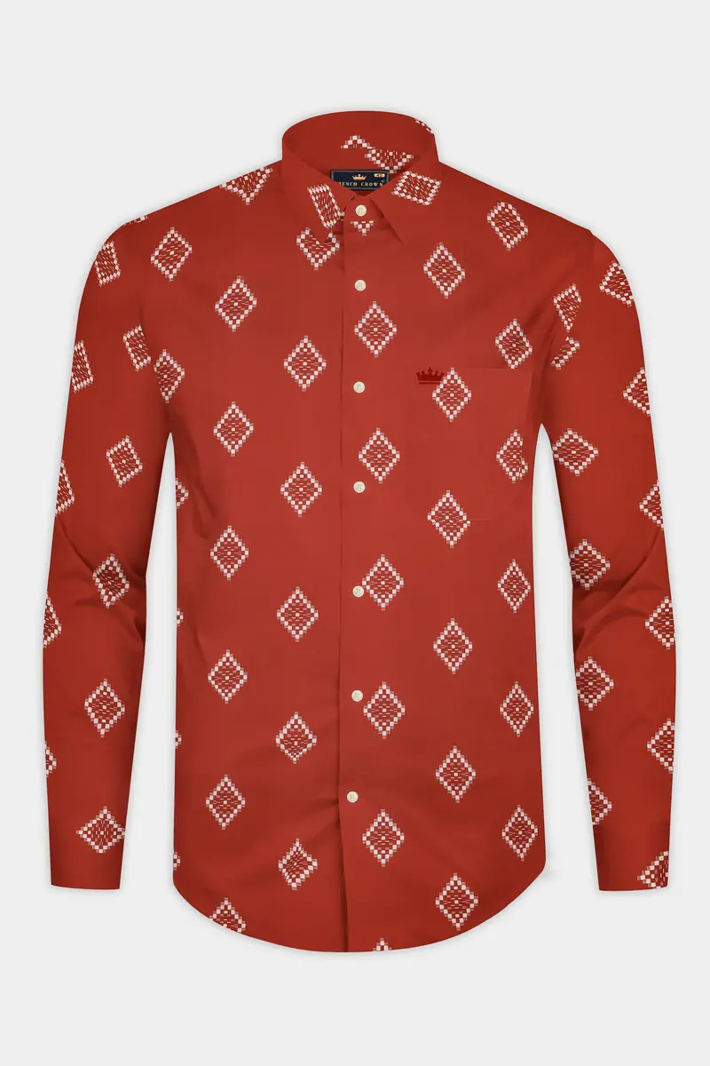 Brunt Orange Jacquard Butta Printed Super Soft Premium Shirt 4