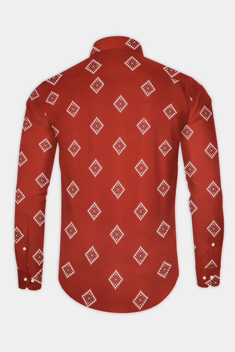 Brunt Orange Jacquard Butta Printed Super Soft Premium Shirt 5