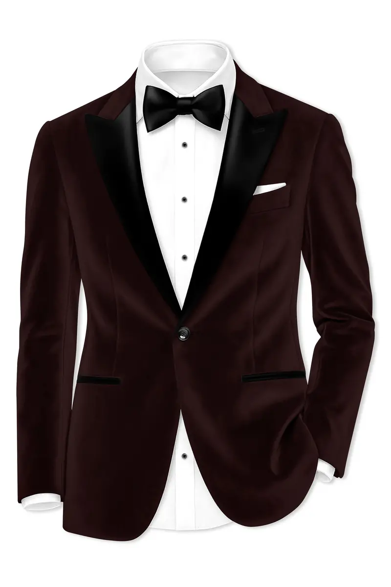 Brunvell-Asphalt Brown Velvet Peak Lapel Tuxedo Suit 10