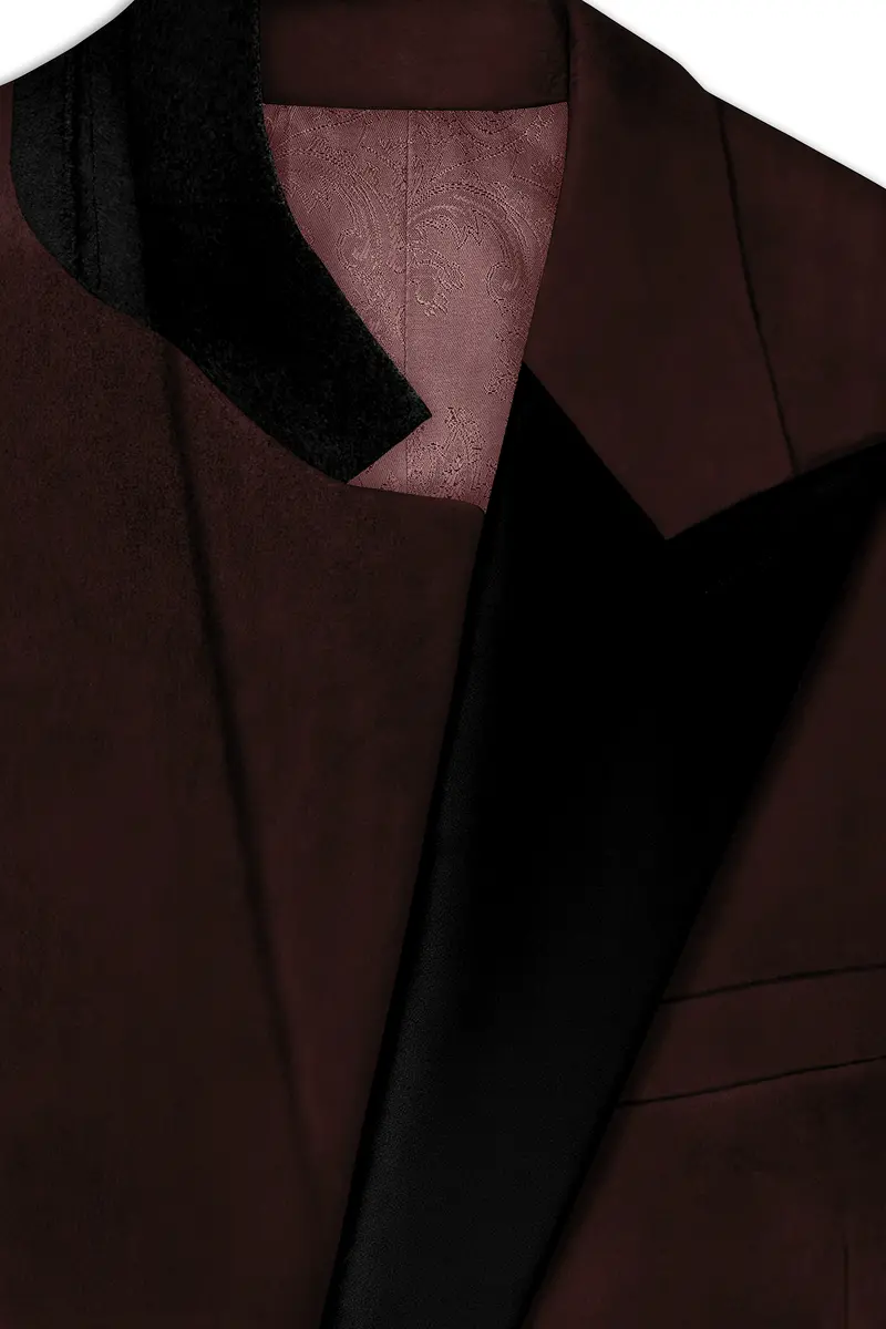 Brunvell-Asphalt Brown Velvet Peak Lapel Tuxedo Suit 5