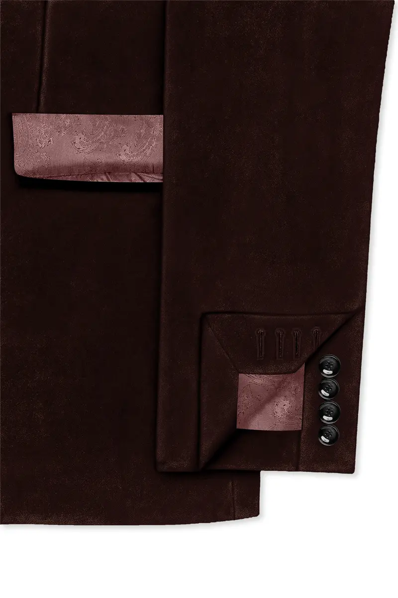 Brunvell-Asphalt Brown Velvet Peak Lapel Tuxedo Suit 7