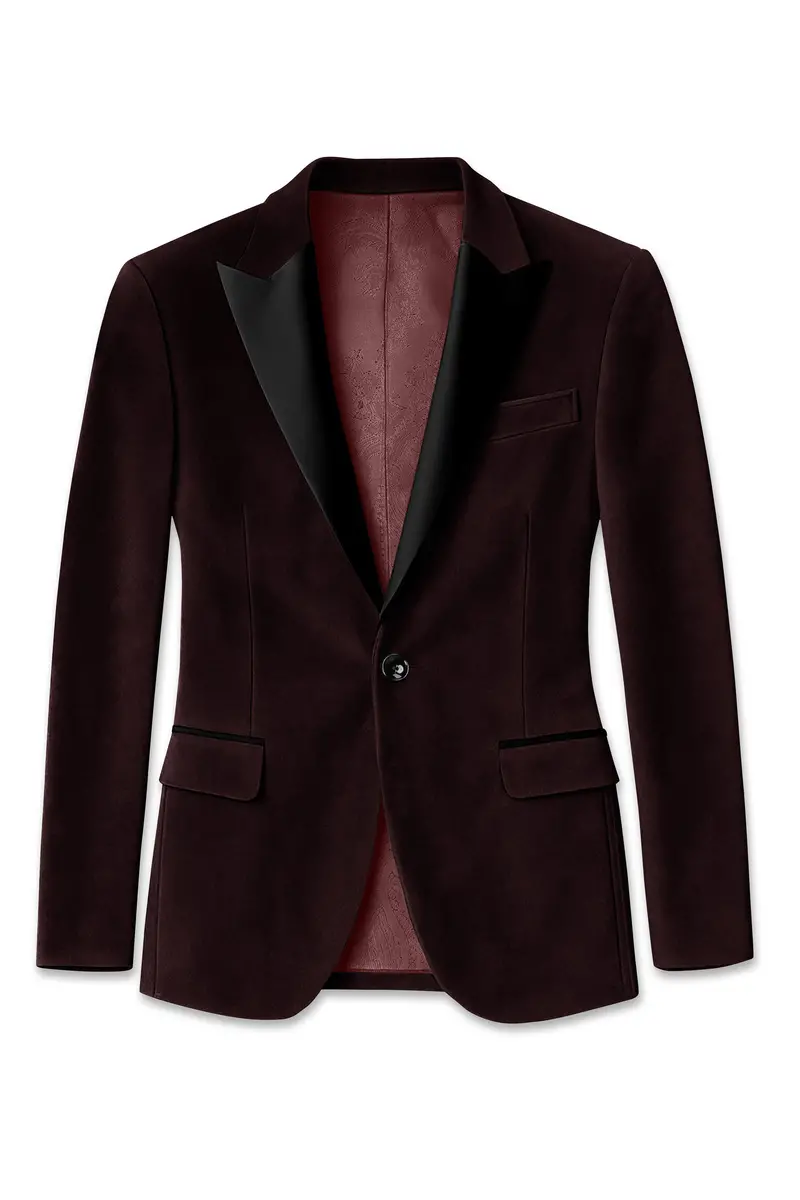 Brunvell-Asphalt Brown Velvet Peak Lapel Tuxedo Suit 8