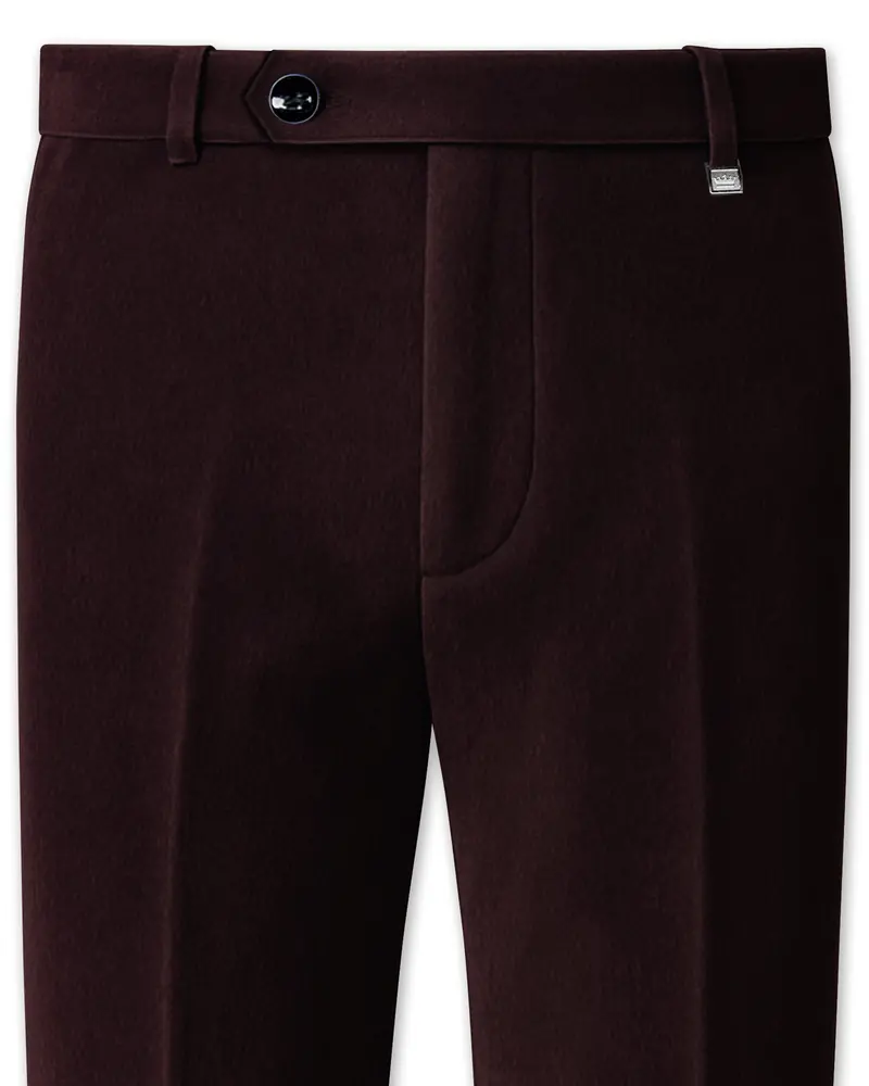 Brunvell-Asphalt Brown Velvet Stretchable Waistband Pant 1