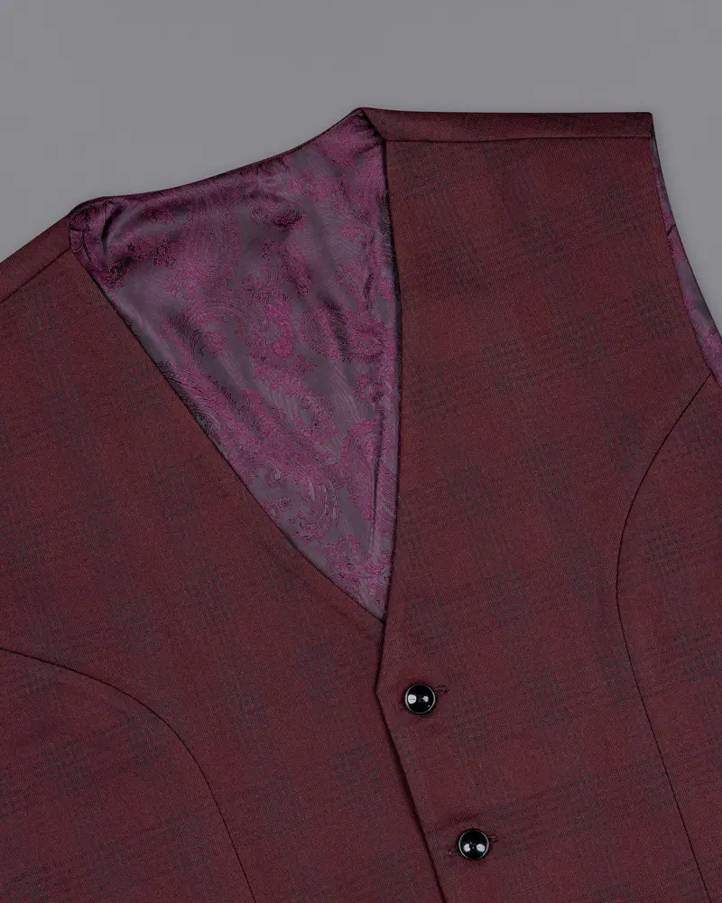 Buccaneer Burgundy Plaid Wool Rich Waistcoat 4