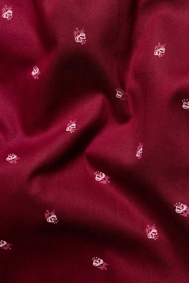 Bulgarian Maroon Ditsy Printed Royal Oxford Shirt 2