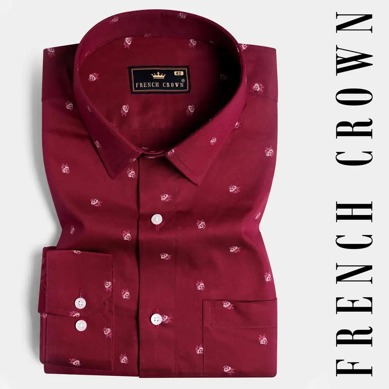 Bulgarian Maroon Ditsy Printed Royal Oxford Shirt 6