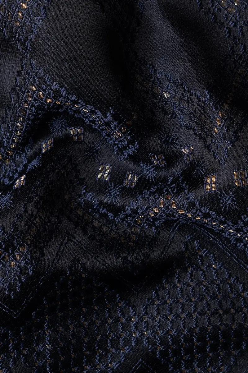 Bunker And Cloud Burst Blue Chevron Thread Embroidered Designer Nehru Jacket 3