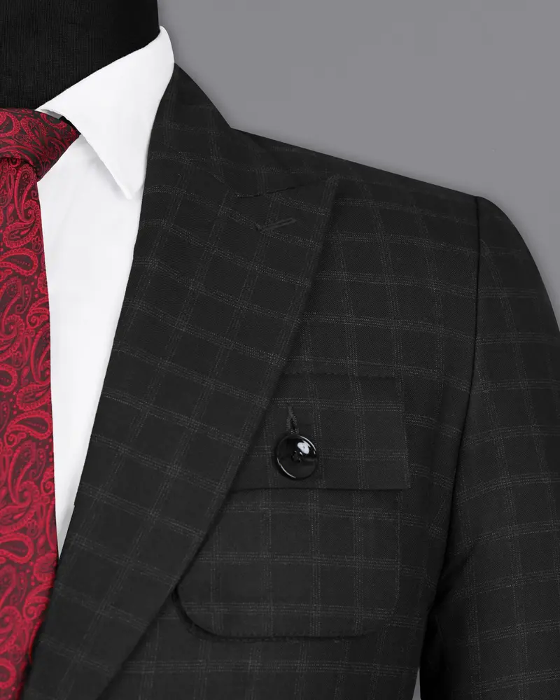 Bunker Black Windowpane Wool Rich Sports Blazer 6