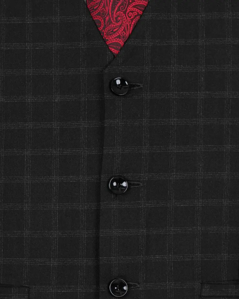 Bunker Black Windowpane Wool Rich Waistcoat 5