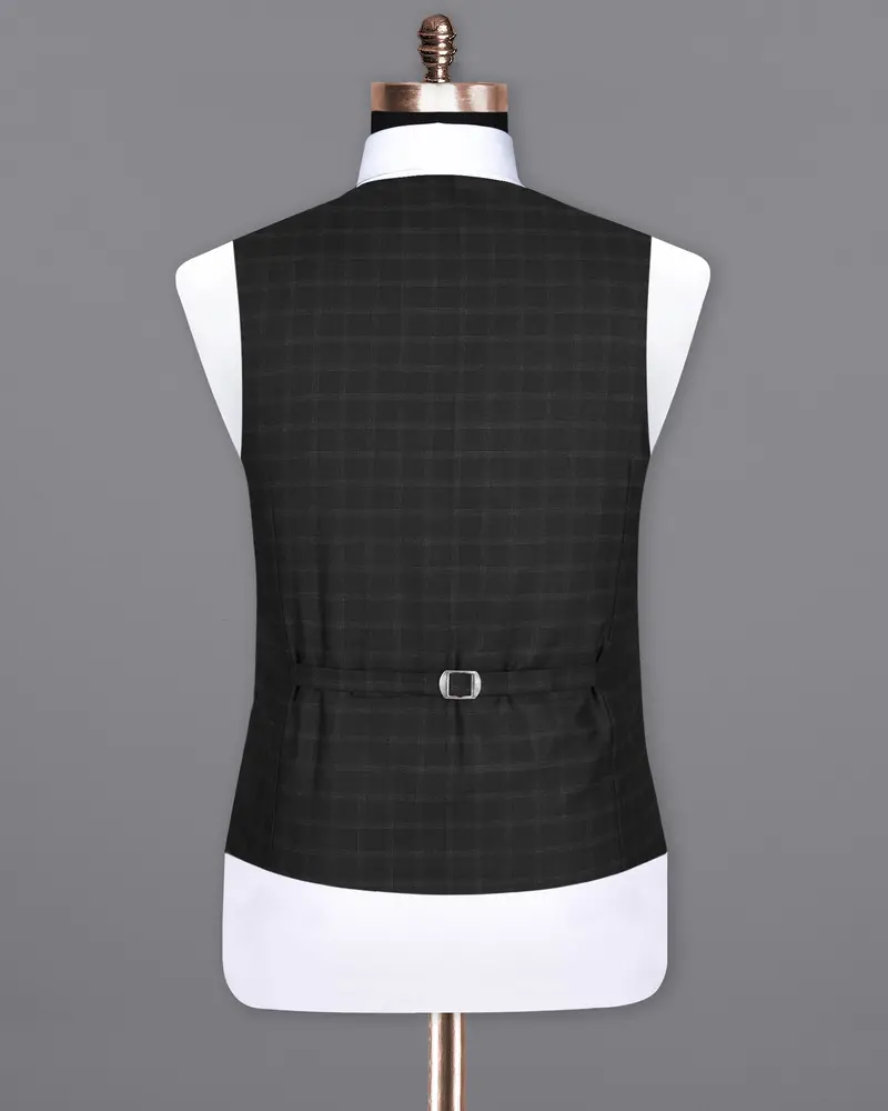 Bunker Black Windowpane Wool Rich Waistcoat 6