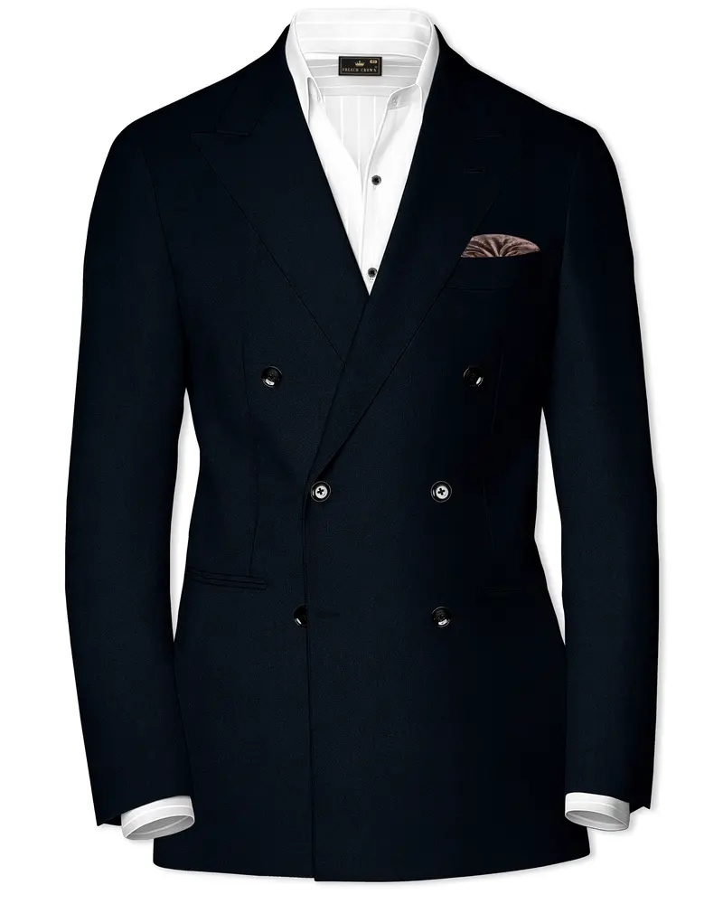 Bunker Blue Premium Cotton Double Breasted Blazer 1