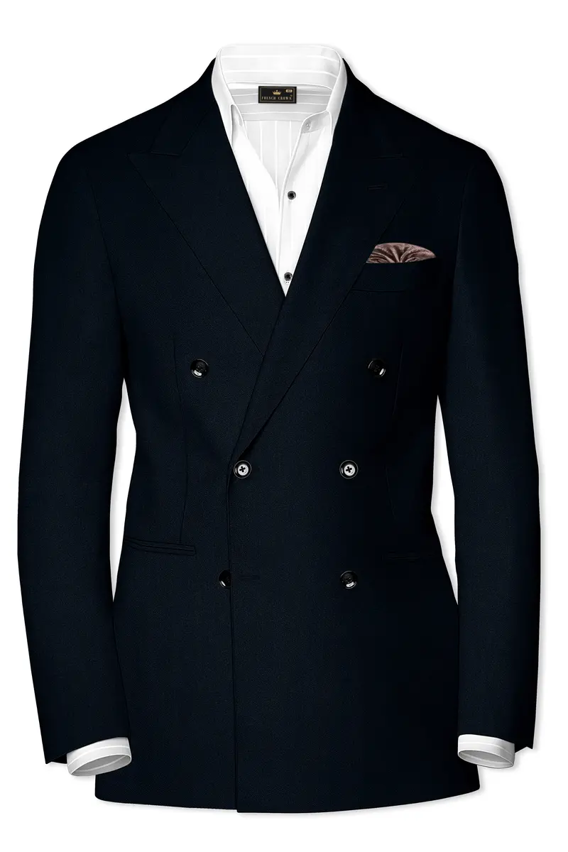 Bunker Blue Premium Cotton Double Breasted Blazer 2