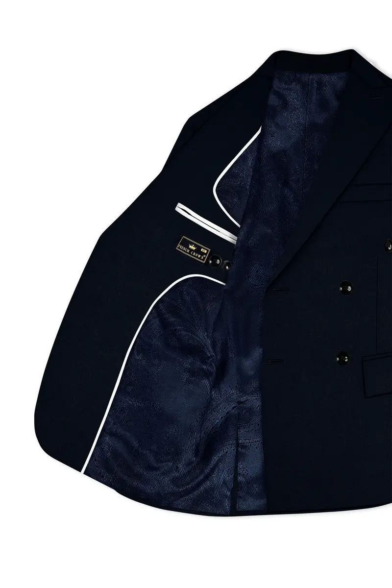 Bunker Blue Premium Cotton Double Breasted Blazer 5