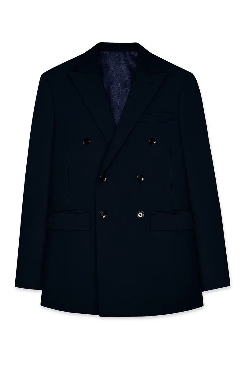 Bunker Blue Premium Cotton Double Breasted Blazer 7