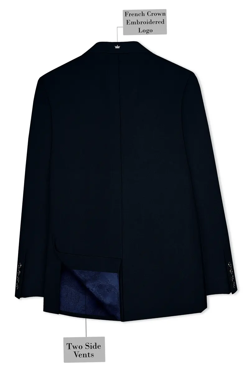 Bunker Blue Premium Cotton Double Breasted Blazer 8