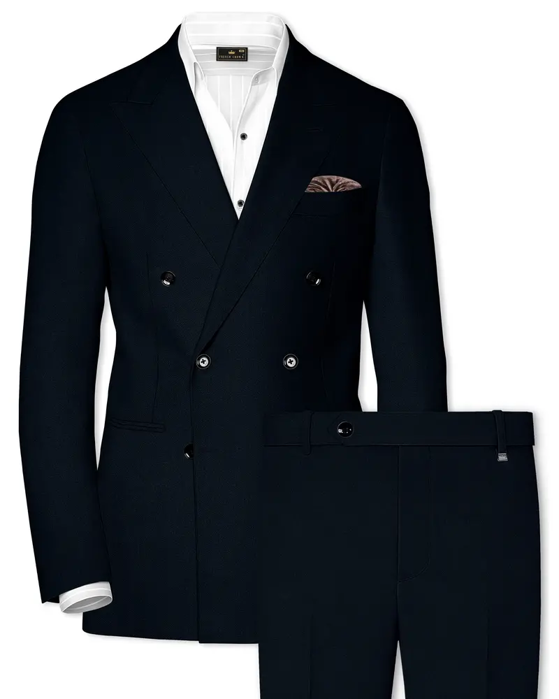 Bunker Blue Premium Cotton Double Breasted Suit 1