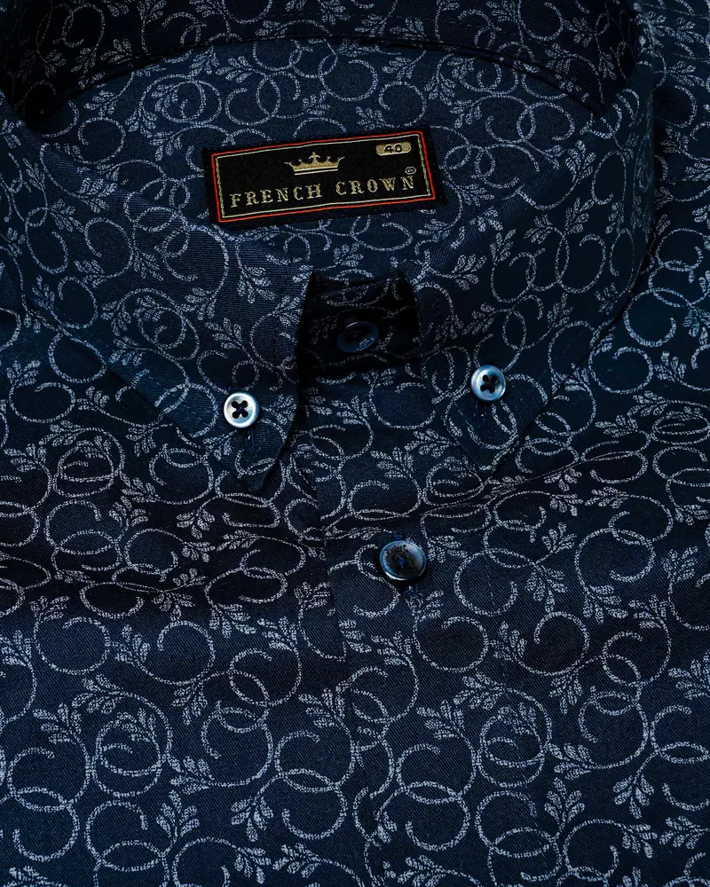 Bunting Blue Chintz Printed Twill Premium Cotton Shirt 1