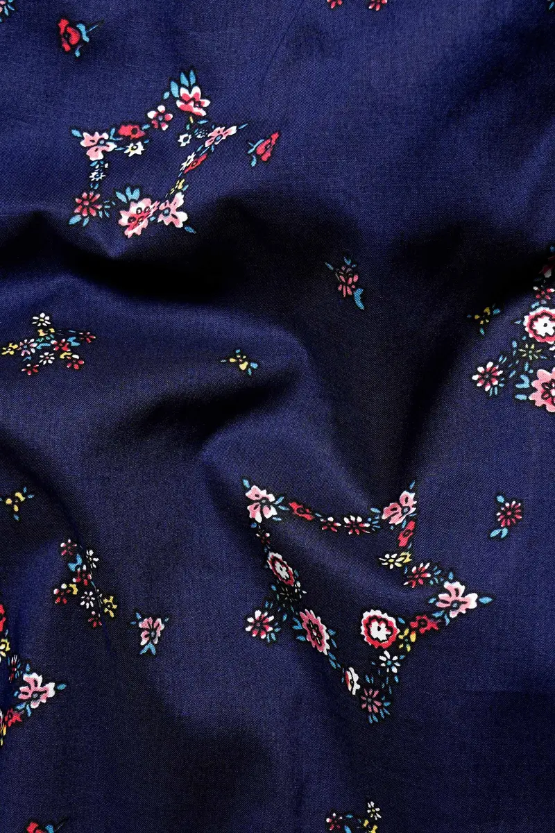 Bunting Blue Ditsy Printed Premium Cotton Kurta Shirt 3