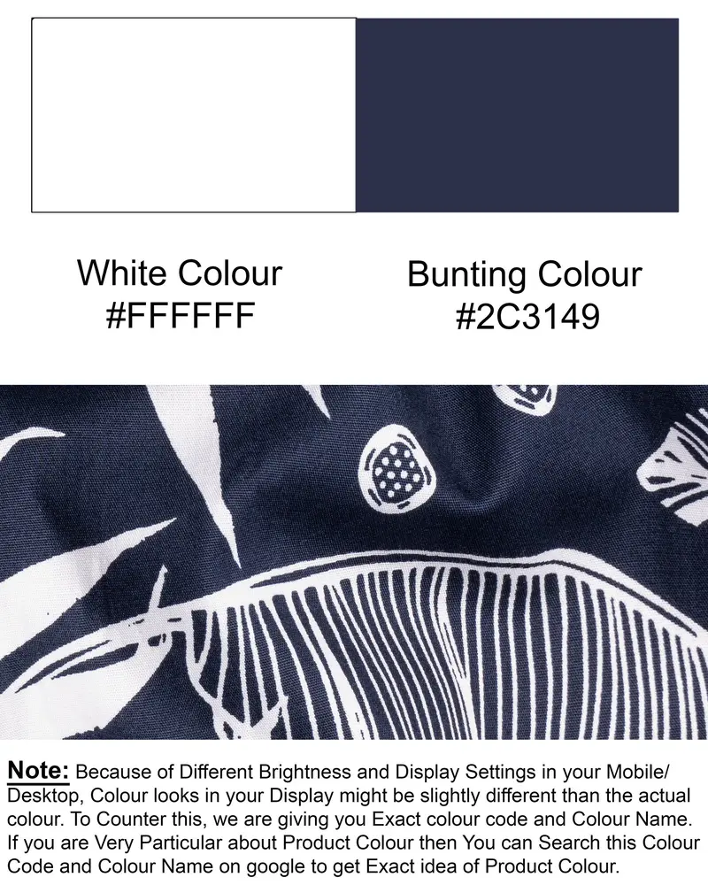 Bunting Blue Leaves Printed Premium Cotton Shirt 9