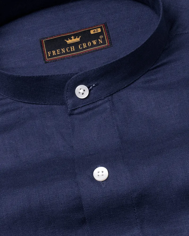 Bunting Blue Luxurious Linen Shirt 1