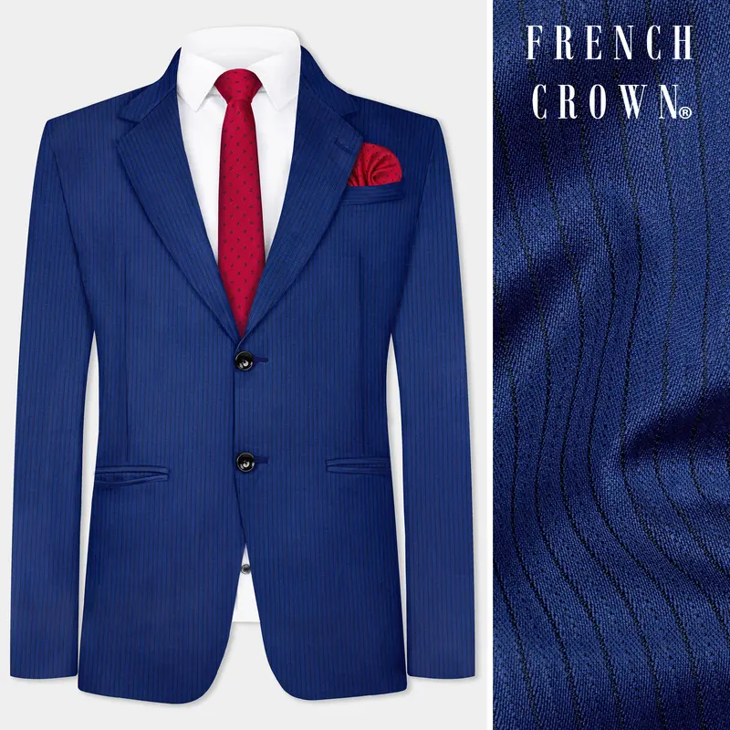 Bunting Blue Striped Wool Blend Blazer 1