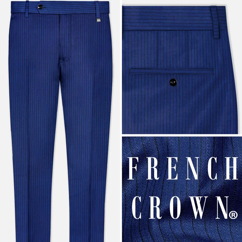 Bunting Blue Striped Wool Blend Pant 1