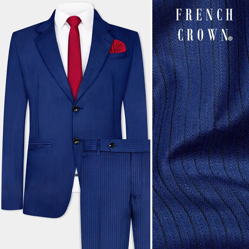 Bunting Blue Striped Wool Blend Suit 1
