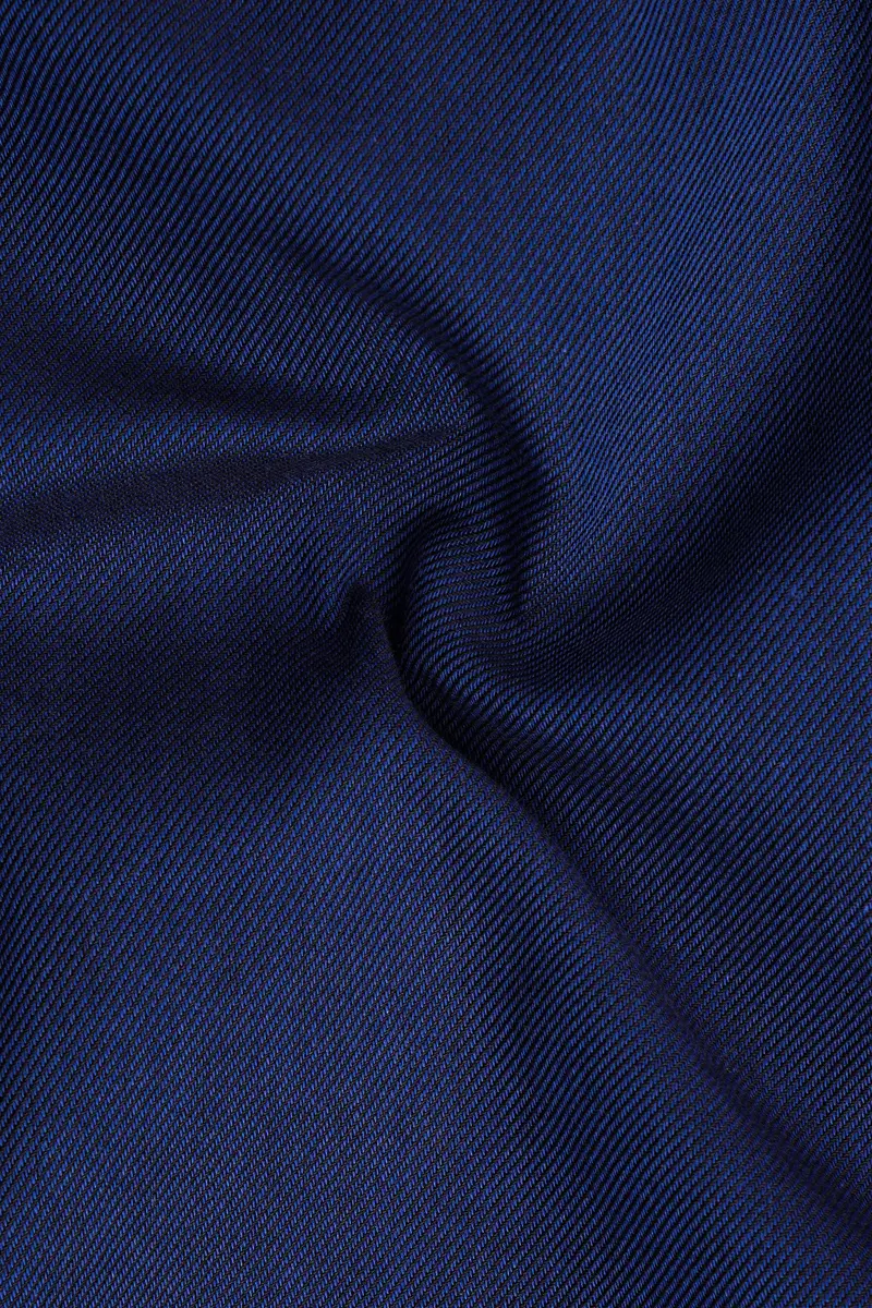 Bunting Blue Textured Heavyweight Twill Premium Cotton Designer Hoddie Shirt 3