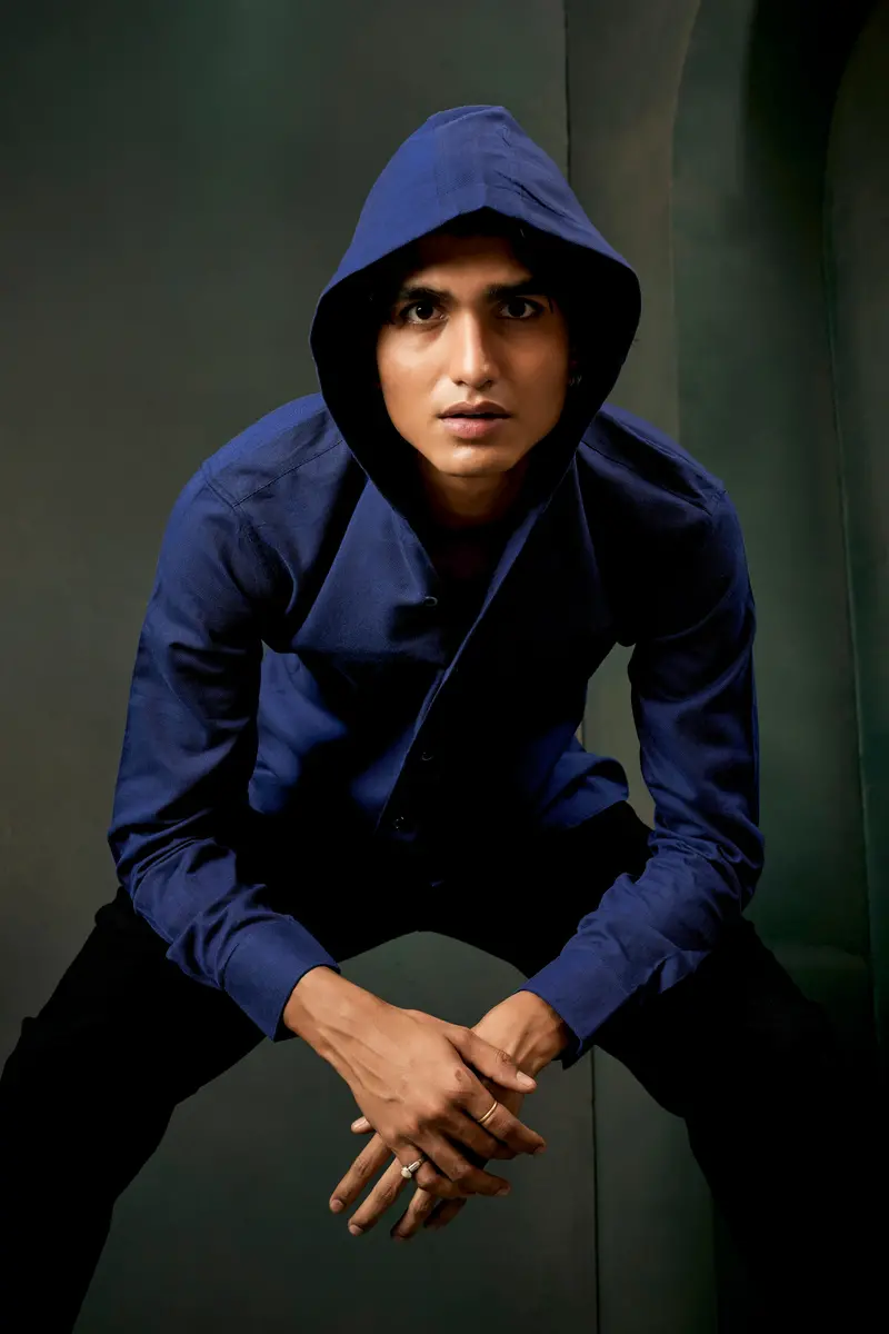 Bunting Blue Textured Heavyweight Twill Premium Cotton Designer Hoddie Shirt 7