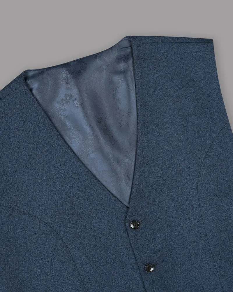 Bunting Blue With Black Textured Waistcoat 4
