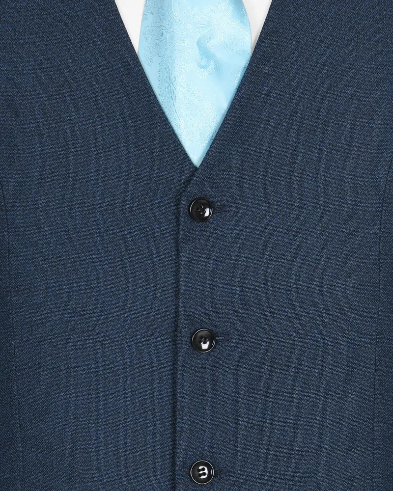 Bunting Blue With Black Textured Waistcoat 5