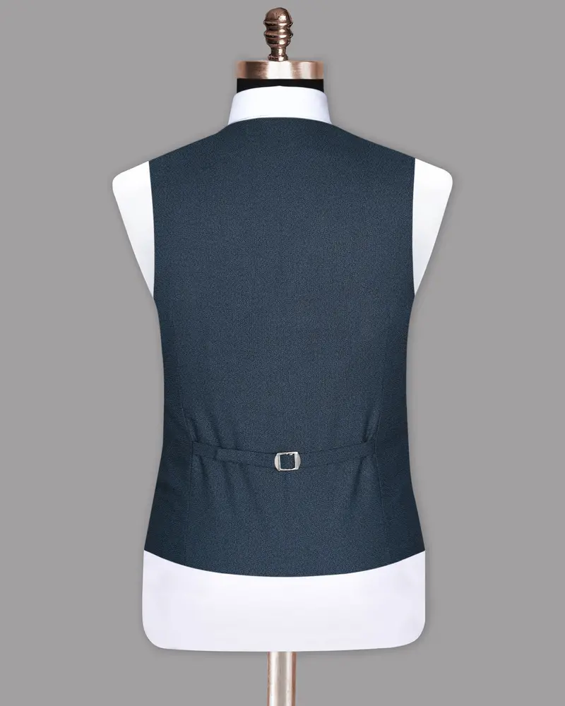 Bunting Blue With Black Textured Waistcoat 6