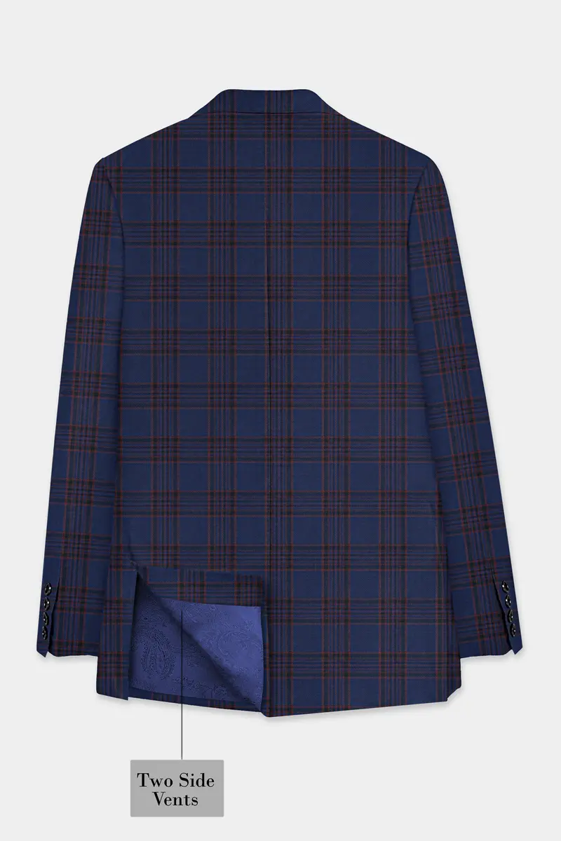 Bunting Blue With Livid Brown Plaid Wool Blend Blazer 7