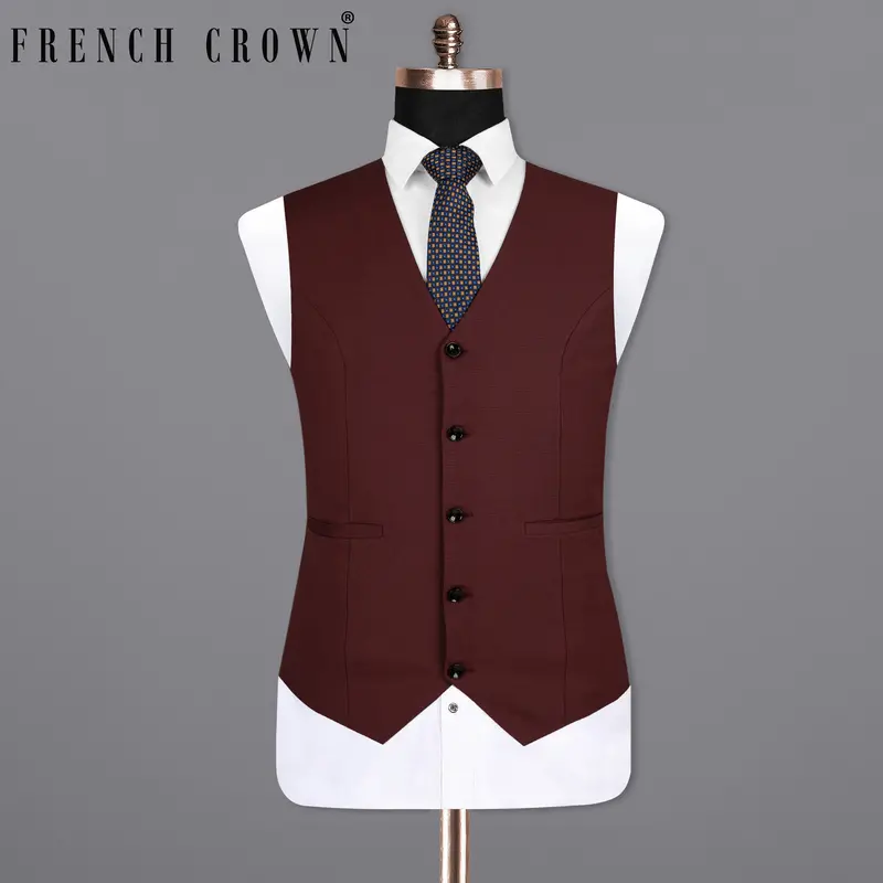Burgandy Wool Rich Waistcoat 1