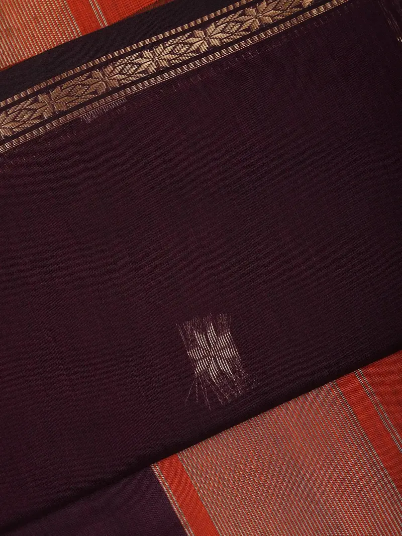 Burgundy Floral Butta Fancy Cotton Saree 2