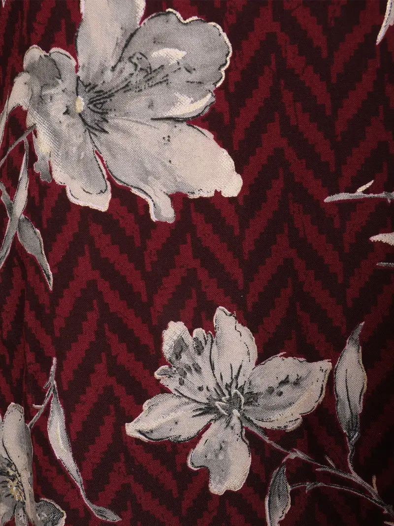 Burgundy Floral Printed Cotton Kurti 10