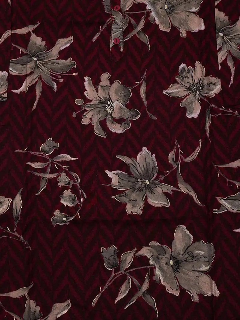 Burgundy Floral Printed Cotton Kurti 7